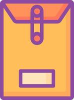 An orange envelope with a purple handle vector