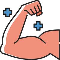 A cartoon arm with a fist and a cross vector