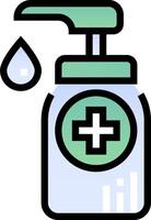 A bottle with a drop of liquid and a cross on it vector