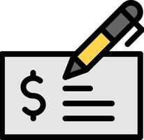 A pen and a check are on top of a paper vector