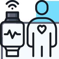 A person with a heart monitor and a smartwatch vector