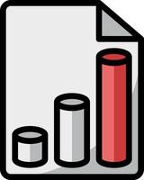 A red and white graph bar icon vector