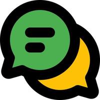 A green and yellow chat bubble with a speech bubble vector