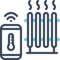 A smartphone and a radiator with a thermometer vector