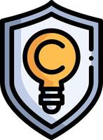 A shield with a light bulb on it vector