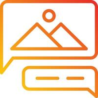 A speech bubble with mountains and a mountain in the background vector