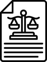 A black and white icon of a scale of justice vector