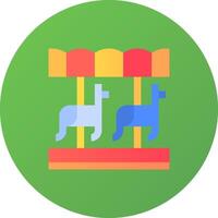 A carousel with two horses on it vector