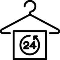 A black and white image of a hanger with a 24 hour clock on it vector