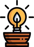 An illustration of a light bulb on a table vector