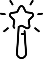 A black and white drawing of a star with a wand vector