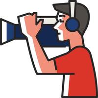 A man with headphones is holding a camera vector