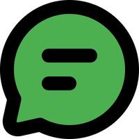 A green chat bubble with a black outline vector
