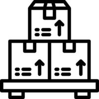 A black and white icon of a pallet with boxes vector