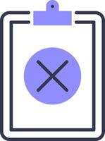 A clipboard with an x on it vector