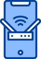 A blue phone with a wifi signal icon vector