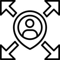 A map with arrows pointing to a person vector