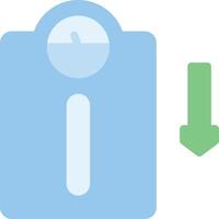 A blue scale with an arrow pointing to the left vector