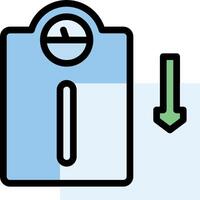 A blue and green scale with an arrow pointing to it vector