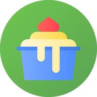 A cupcake with icing on it is shown in a green circle vector