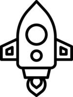 A black and white drawing of a rocket vector