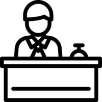 A black and white image of a man at a desk vector