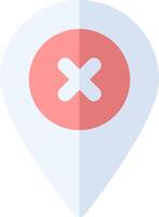 An x mark on a map pointer vector