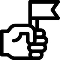 A hand holding a flag and pointing to it vector