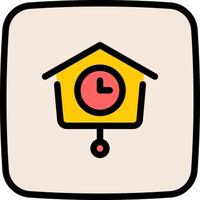 A cuckoo clock icon with a clock inside vector