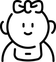A black and white drawing of a baby with a bow vector