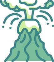 An illustration of a volcano with a green mushroom vector