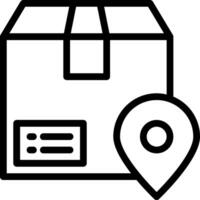 A black and white icon of a box with a pin vector