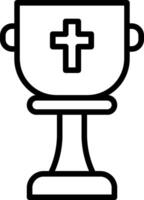 A black and white image of a cup with a cross on it vector