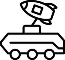 A black and white drawing of a tank with a rocket on top vector