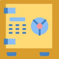 A yellow safe box with a calculator inside vector