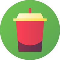 A red and green cup with a straw in it vector