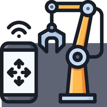 A robot and a smartphone with a wifi icon vector
