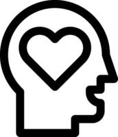 A black and white silhouette of a head with a heart in it vector