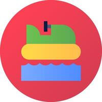 A flat icon of a boat on a lake vector
