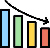A graph with an arrow going up vector