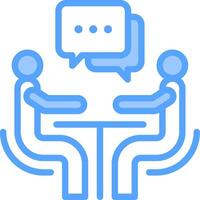 Two people sitting at a table with a speech bubble above them vector