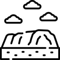 A black and white illustration of a mountain with clouds vector