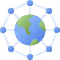 The earth is surrounded by circles and connected to other circles vector