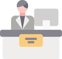 A person sitting at a desk with a computer vector