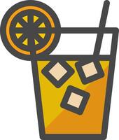 A drink with orange slices and ice cubes vector