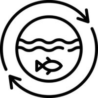 A circle with a fish in it and arrows pointing to it vector