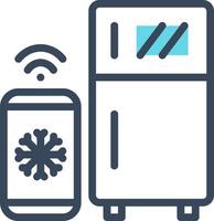 A refrigerator and a phone are connected to a wifi signal vector