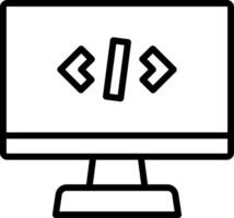 A computer monitor with a code symbol on it vector