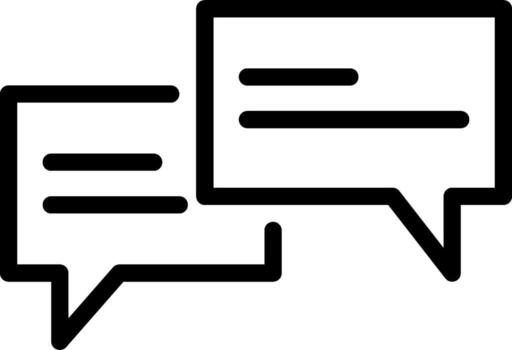 Two speech bubbles with a message in the middle vector