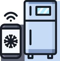 A refrigerator and a smartphone are connected to a wifi vector